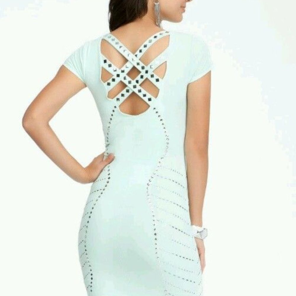 Bebe Mint Green Bodycom Dress with caged back